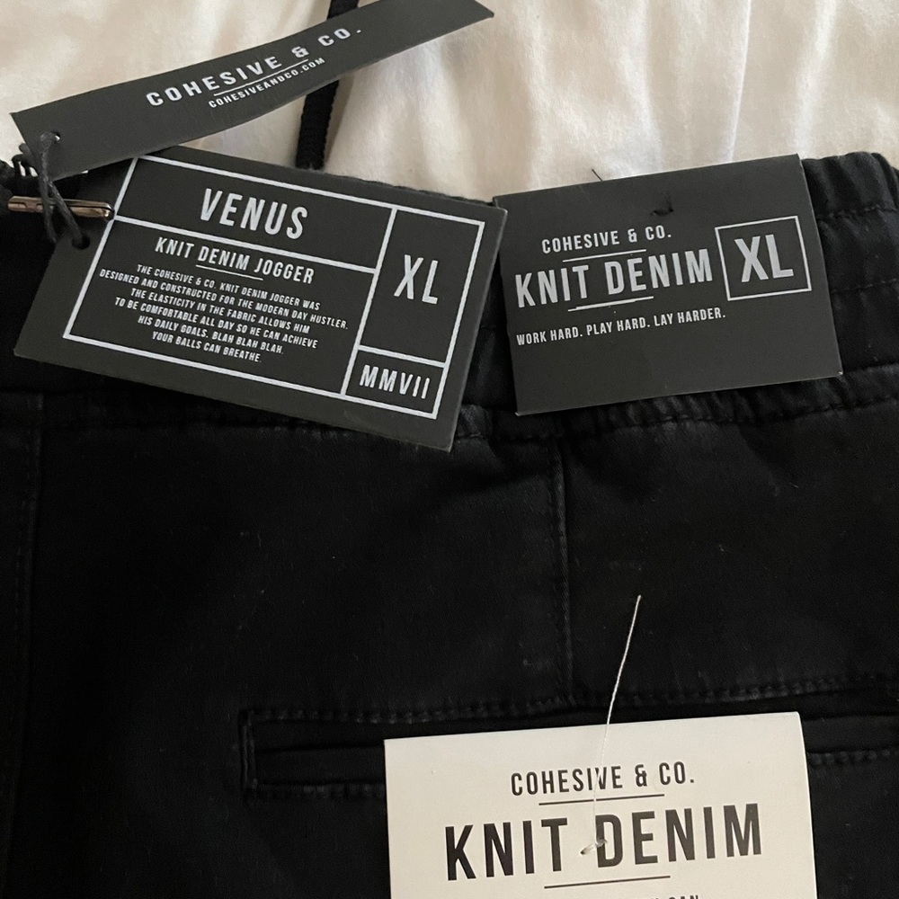 Knit denim joggers